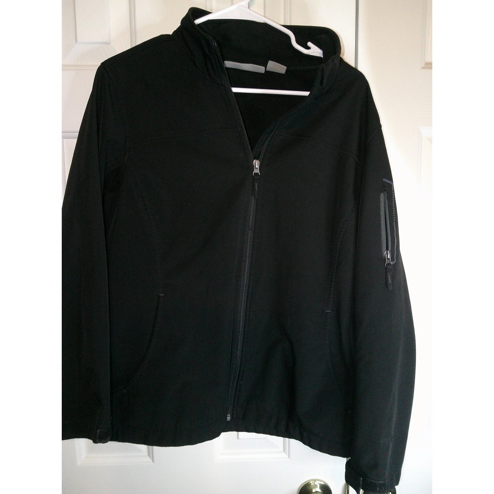 Free Tech‎ Soft Shell Jacket Full Zip Windbreaker Black Coat XL/TG 16-18